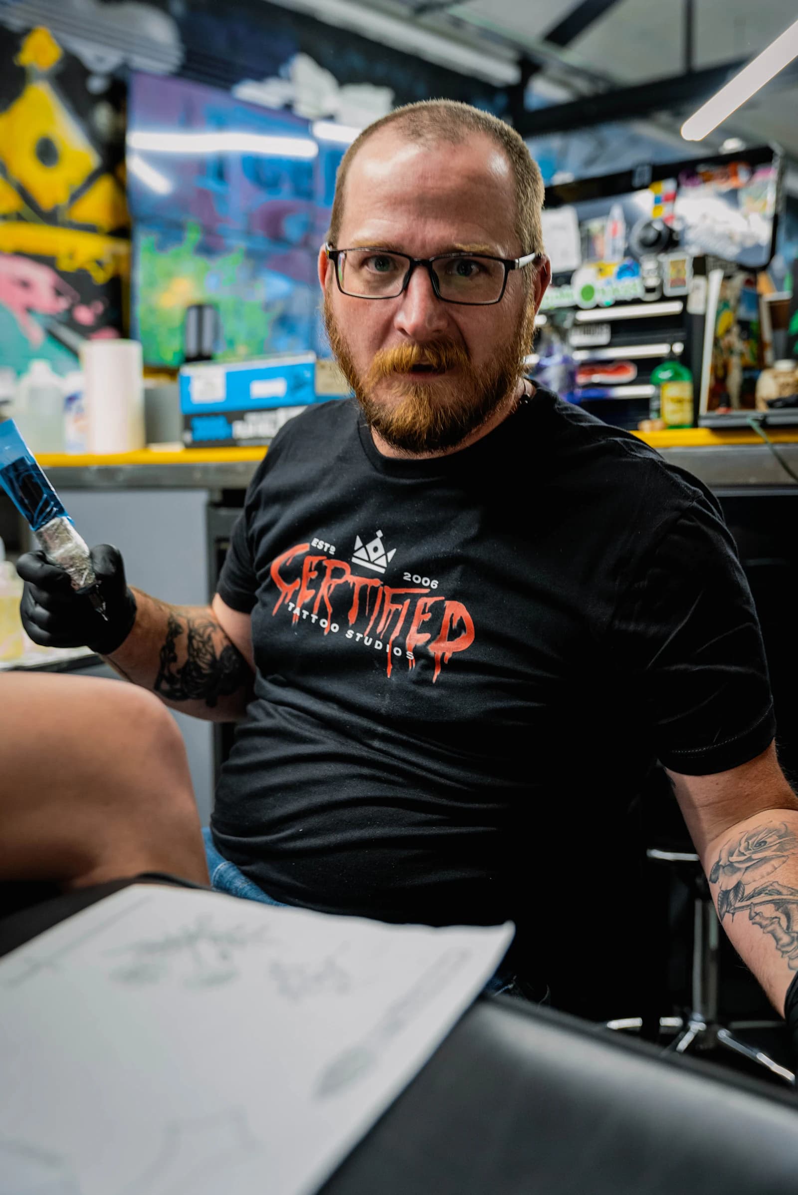 Professional tattoo studio workspace